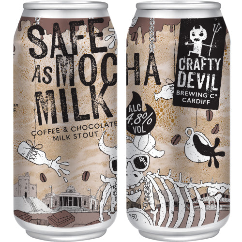 SAFE AS MOCHA MILK - Coffee and Chocolate Milk Stout. 4.8%. 4 x 440ml Cans.